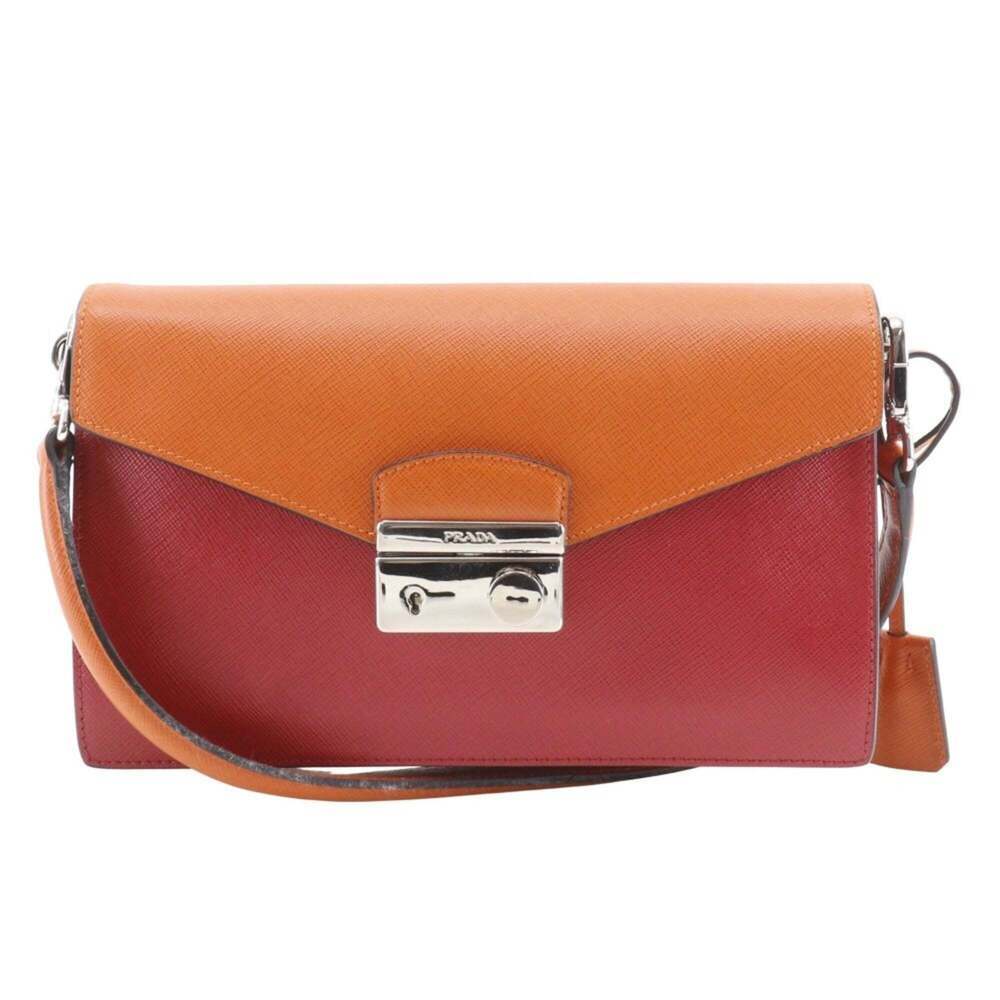 PRADA Red Saffiano Shoulder Bag